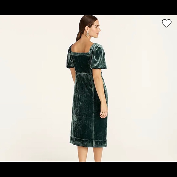 NWT-J.Crew Puff-sleeve velvet dress - Picture 3 of 4